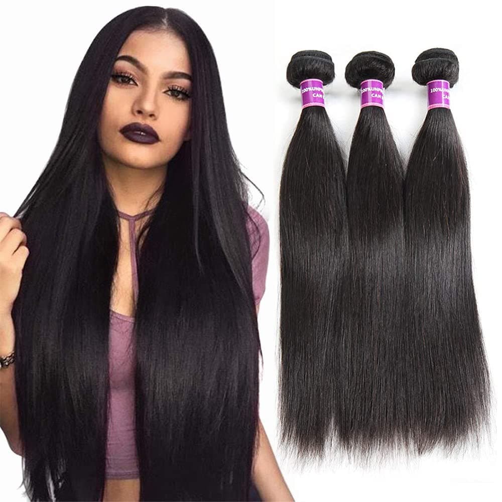 ZSF Straight Human Hair Bundles Virgin Hair Straight 4Bundles 100% Human Hair Extension 18"18"20"20"Straight Hair Bundles