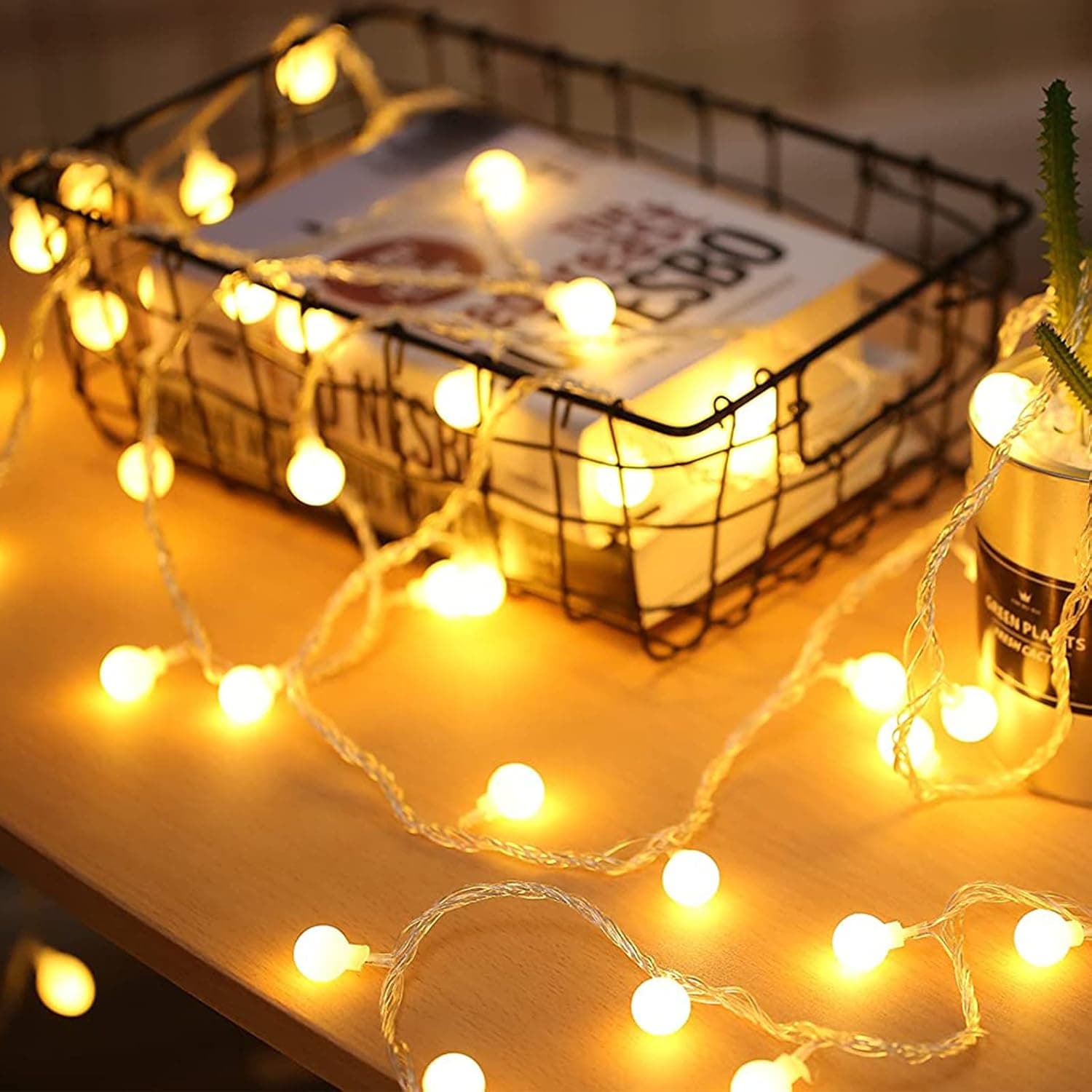 SHAINFUN Globe String Lights 10ft 20 Led,String Lights for Indoor Outdoor Hanging Lights Decorative Christmas Lights for Home Party Patio Garden Wedding.(Warm No Batteries)