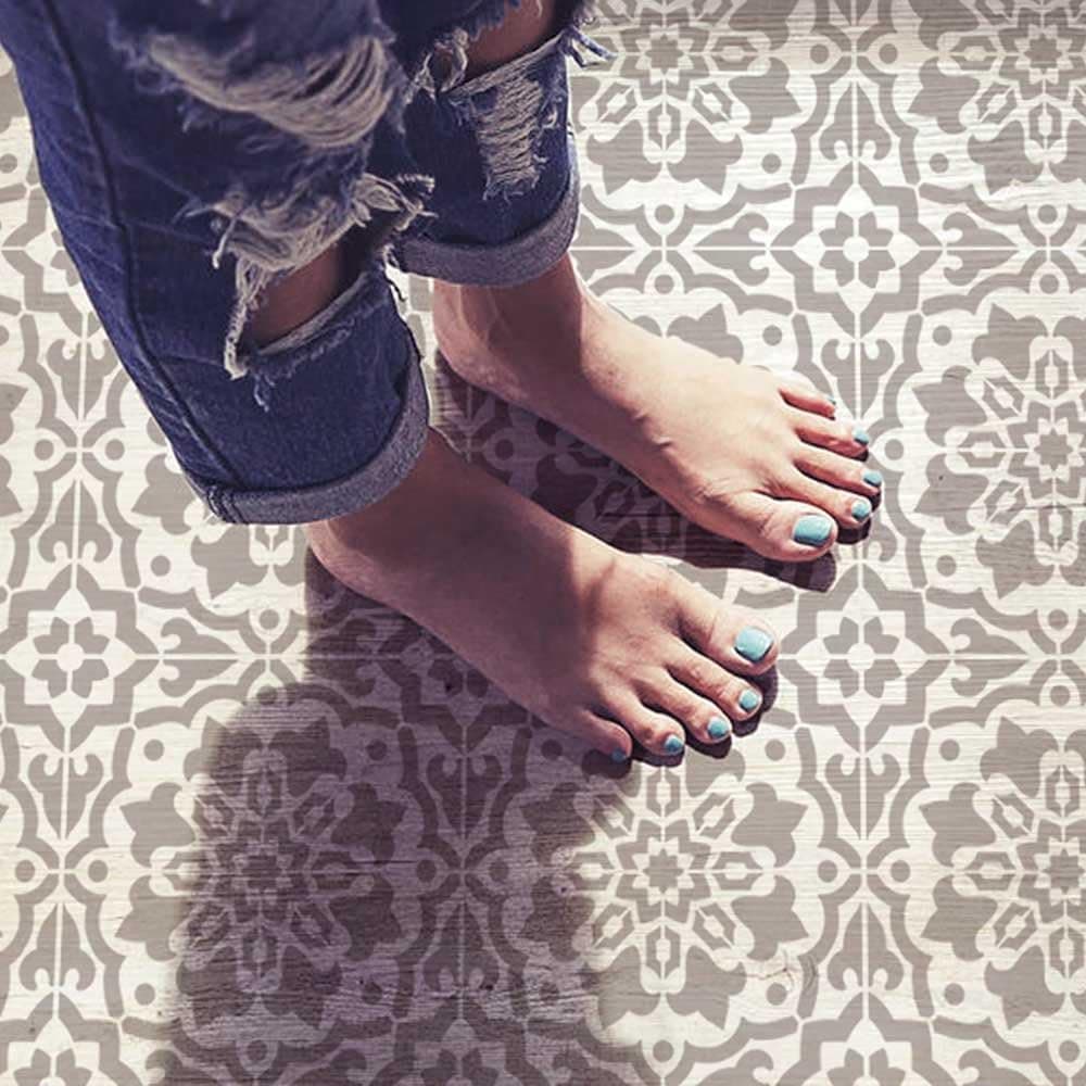 Amalfi Tile Stencil - Cement Tile Stencils - DIY Portuguese Tiles - Reusable Stencils for Home Makeover (Large 12"x12")