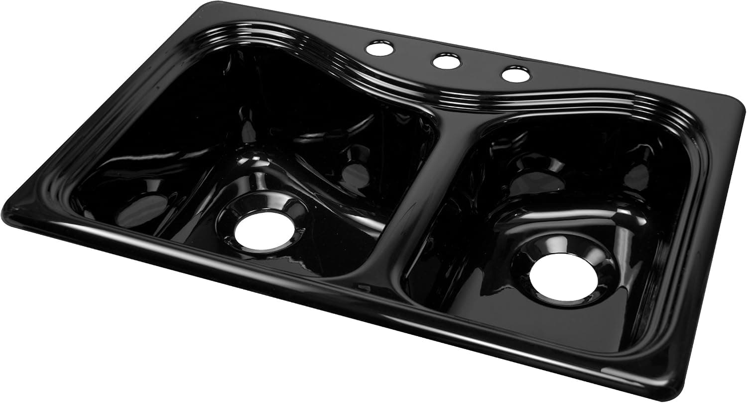 Lyons Industries DKS22Y-3.5 Designer Black Connoisseur Dual High-Low Bowl Acrylic Kitchen Sink