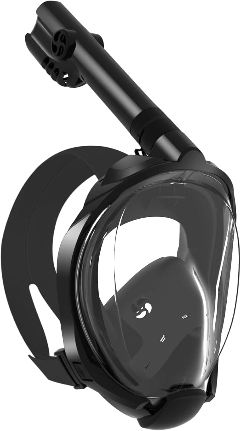 W WSTOO Snorkel Mask with Latest Dry Top Breathing System,Fold 180 Degree Panoramic View Full Face Snorkel Mask Anti-Fog Anti-Leak with Camera Mount,Snorkeling Gear for Adults and Kids