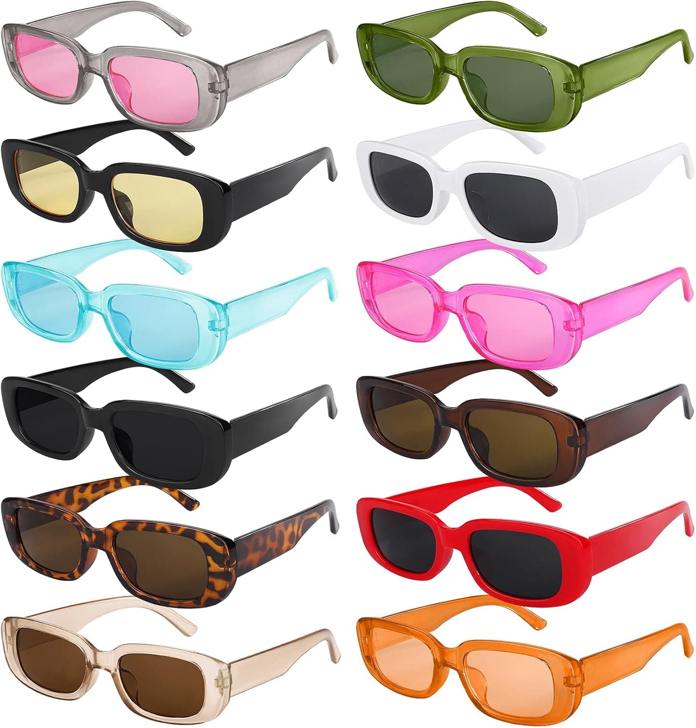 URATOT Small Rectangle Sunglasses Women Retro Glasses Vintage Square Eyewear Wide Frame Sunglasses with Storage Bag
