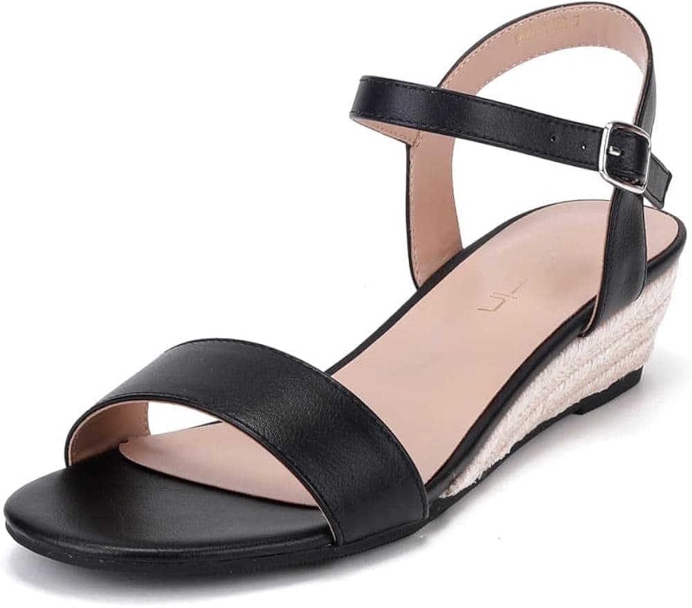 Hinyyrin Women's Espadrilles Wedge Heels Ankle Strap Low Summer Sandals