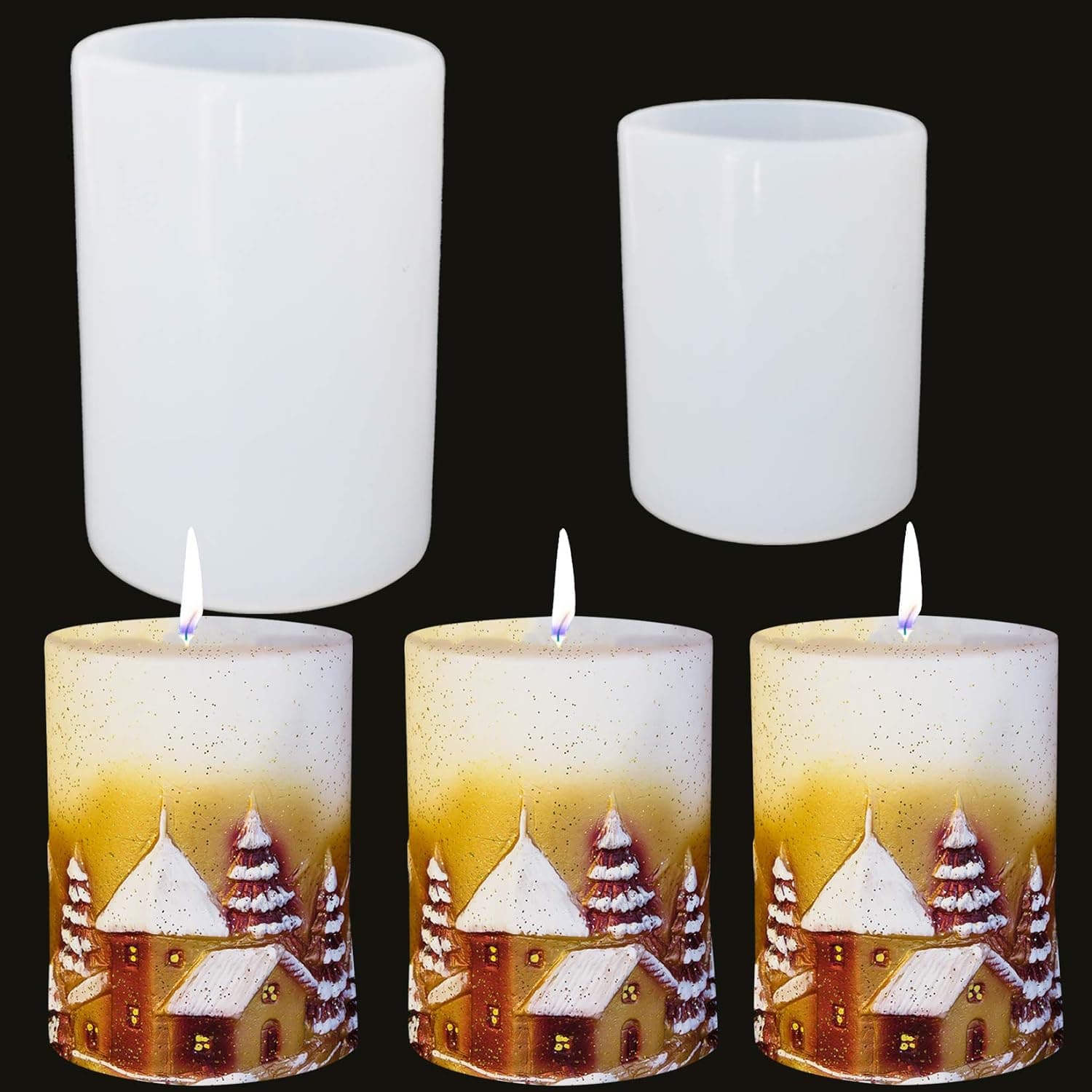 Candle Molds for Candle Making, Cylinder Pillar Candle Mold Silicone Candle Mold for Epoxy Resin Candle Wax Molds for Casting Soaps DIY Crafting (2 pcs)