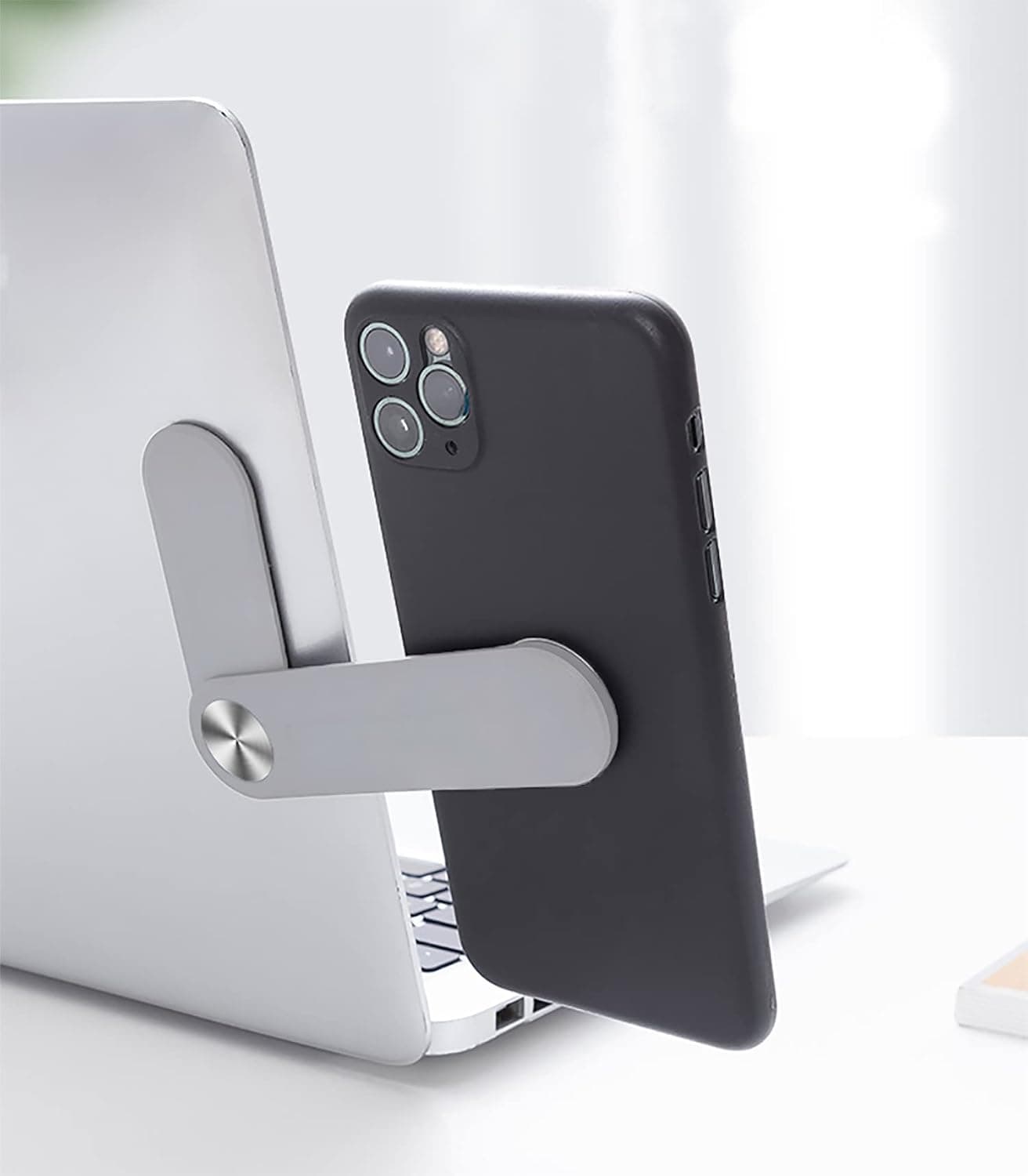 Magnetic Laptop Phone Holder, Pc Phone Holder Work Phone Holder, Laptop Extension Phone Holder, Laptop Extension Phone Holder (Silver)