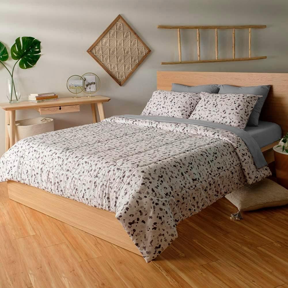 Dawn 7-Piece Bed-in-a-Bag Comforter Set in Gray Terrazo | Full/Queen Size | Completely Reversible Comforter for 2 Looks with 2 Coordinating Shams | Soft, Cozy and Durable | Easy Care