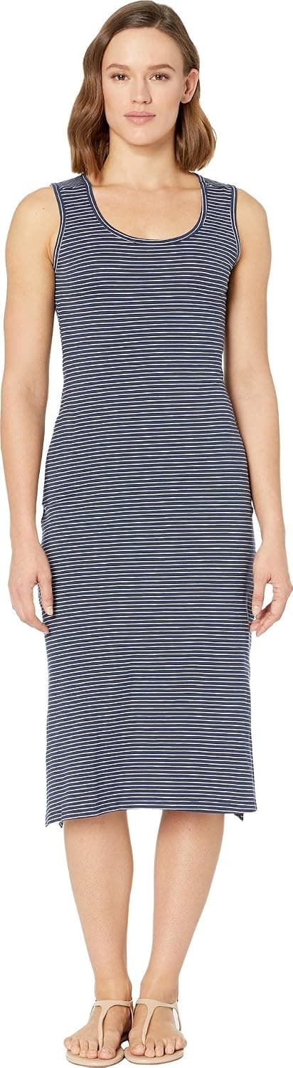 Toad&Co Women's Samba Paseo Midi Dress, Deep Navy Mini Stripe, XS