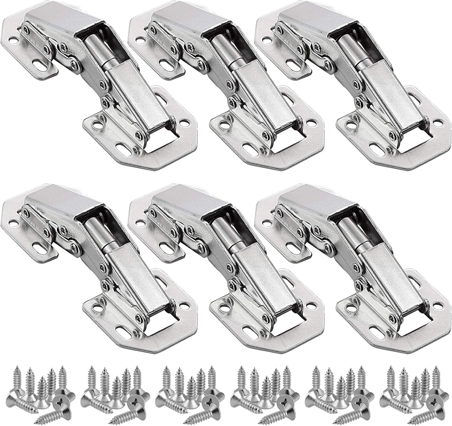 6 Pack Concealed Hinges with 48pcs Screws, 90 Degree Hidden Hinges for Drawer Furniture and Kitchen Cabinet