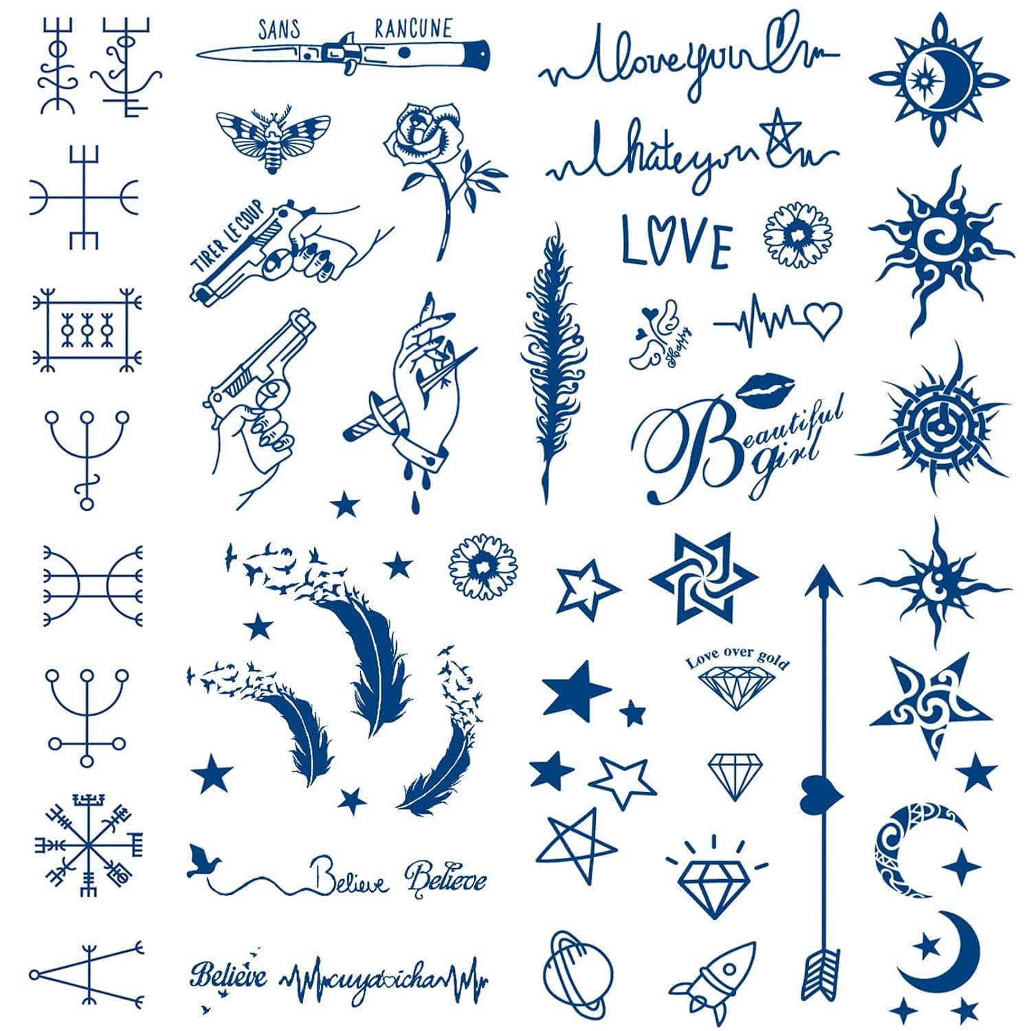 Aresvns Semi-Permanent Tattoos for Women & Kids,Realistic Temporary Tattoos Waterproof and Long-Lasting,2 Weeks Tattoos,Lifelike Fake Tattoo Stickers