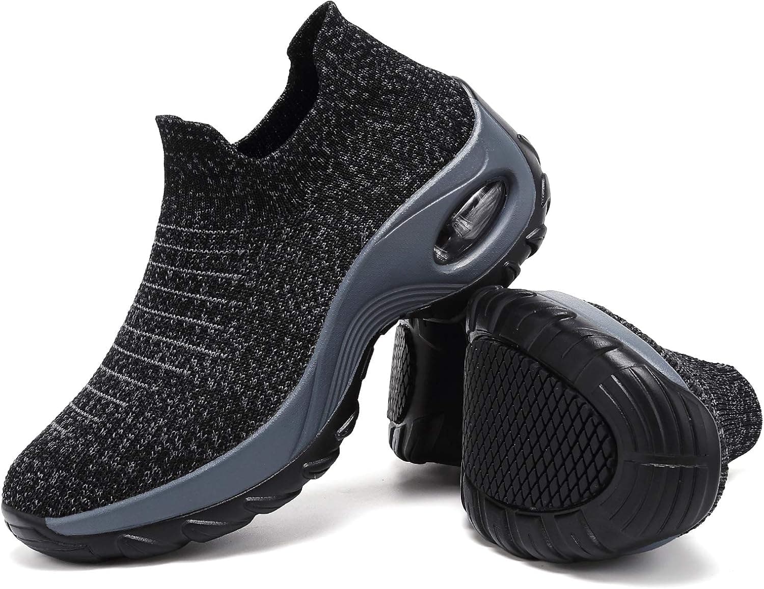 ANLUKE Women's Lightweight Sports Tennis Shoes Comfortable Platform Walking Gym Sneakers 1909CBlack 36