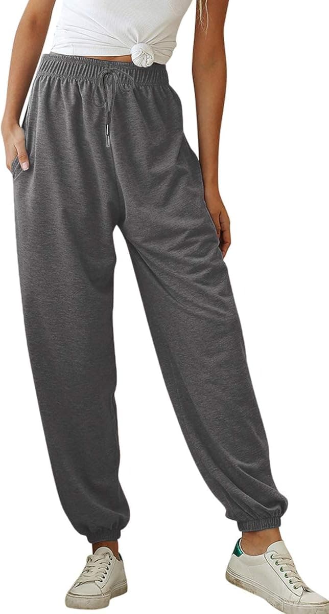 Glomeen Womens High Waist Sweatpants Drawstring Workout Joggers Yoga Pants Loose Lounge Pants with Pockets