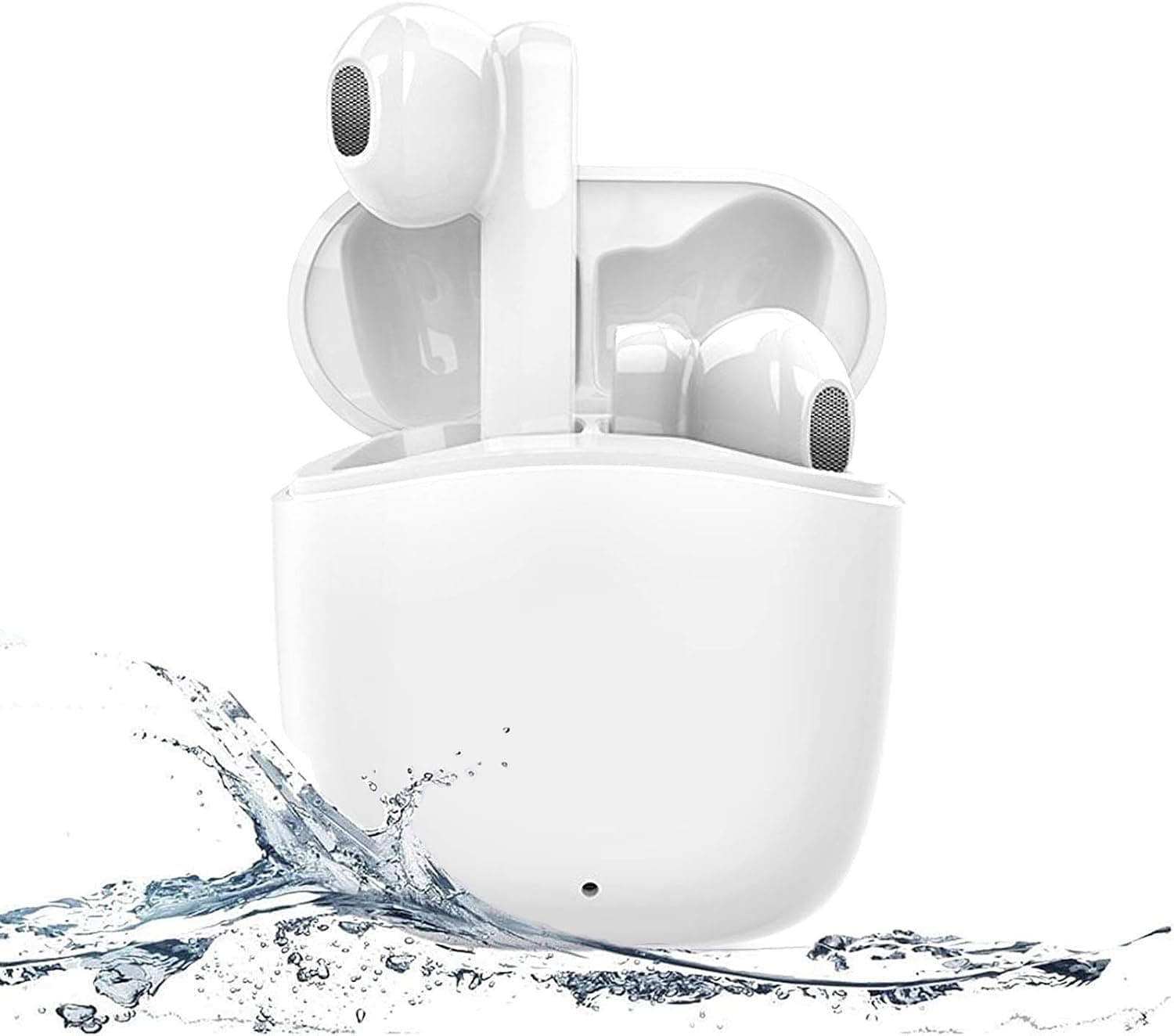 GODCRYSTAL True Wireless Earbuds, Bluetooth Headphones, Touch Control, with Wireless Charging Case,IPX5 Waterproof, Stereo Earphones in-Ear Built-in Mic Headset Premium, Deep Bass for Sport, White