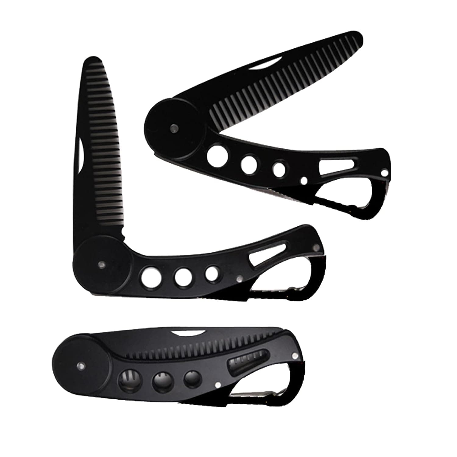 HUATOL Stainless Steel Folding Beard Comb，Portable Bottle Opener and Key Chain for Men Grooming, Combing Hair and Beard