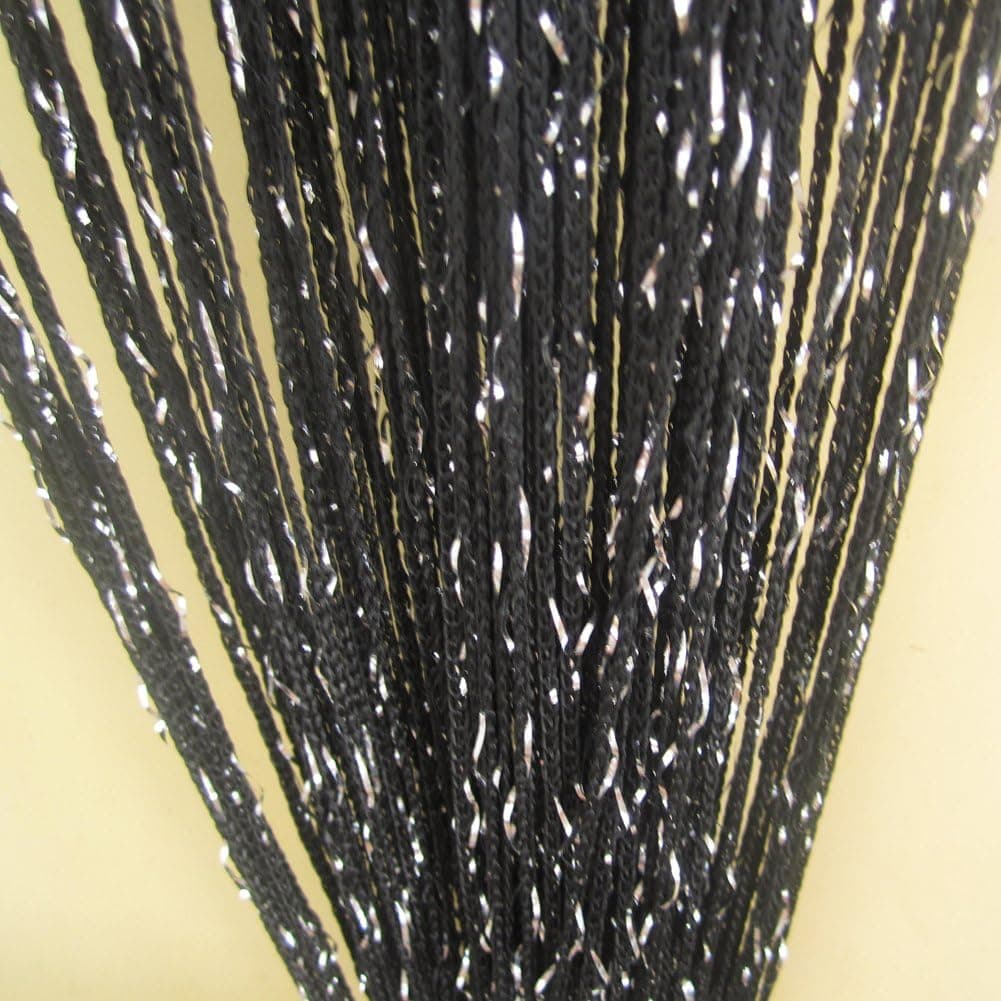 Crazy Genie Unique Tassels String Curtain For Living Room/Door Curtains Partition Fashion Sheer Curtains (black)