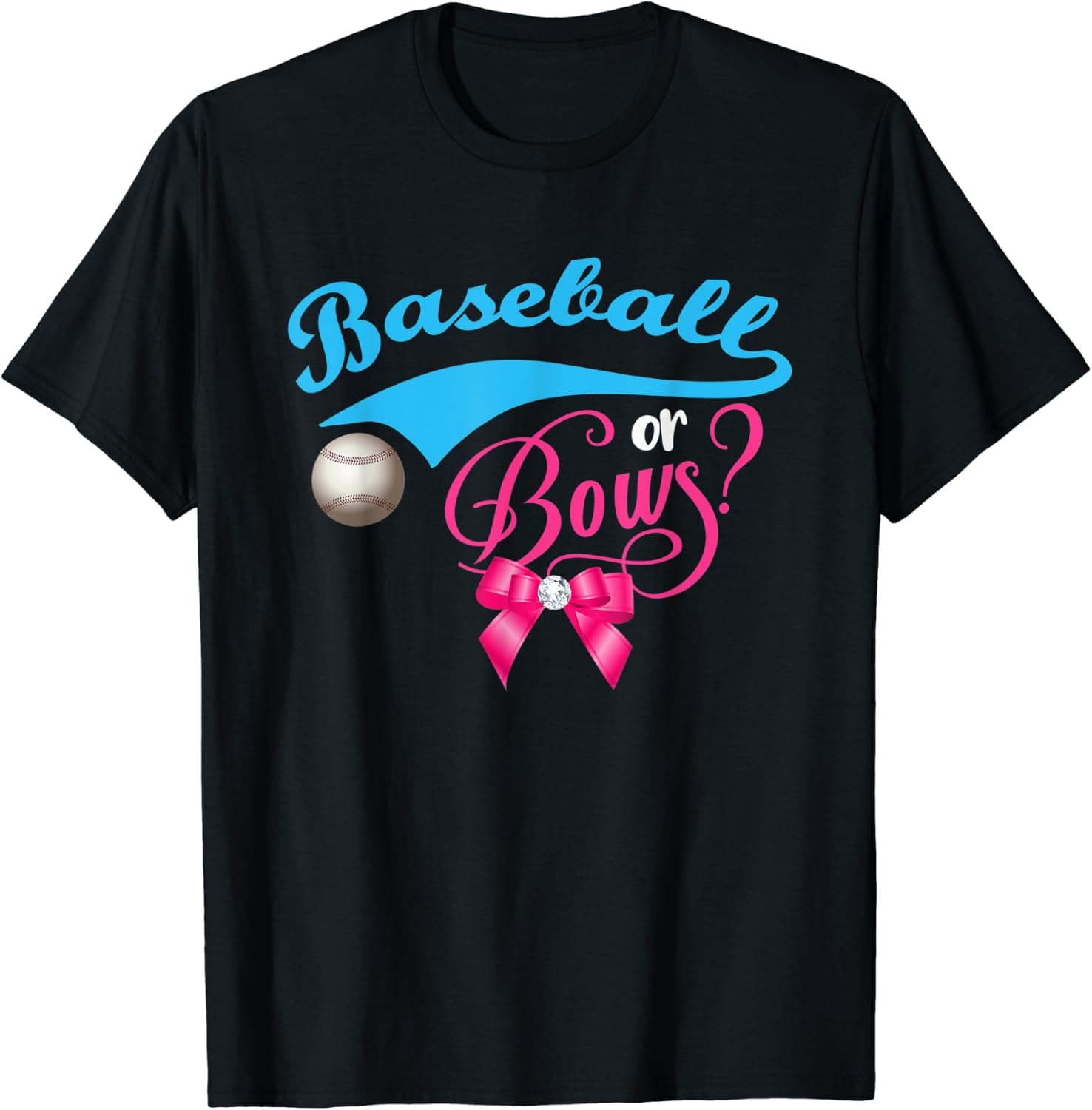 Cute Baseball or Bows Gender Reveal Party T-Shirt
