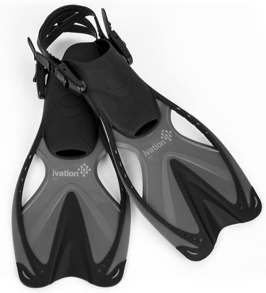Ivation Kids Swim Fins - Diving Fins - Adjustable Speed Fins, Super-Soft, for Diving,Snorkeling, Swimming & Watersports
