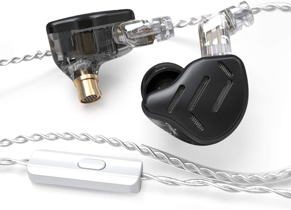 KZ Zax in-Ear Monitors, 16-Units Hybrid in Ear Earphones, HiFi Stereo Noise Isolating Sport IEM Wired Earbuds/Headphones with Detachable Cable for Musician Audiophile (with Mic, Black)