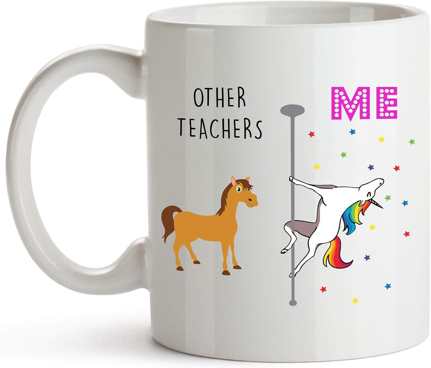 YouNique Designs Teacher Coffee Mug, 11 Ounces, Unicorn Mug, Teacher Gifts for Men and Women (White)