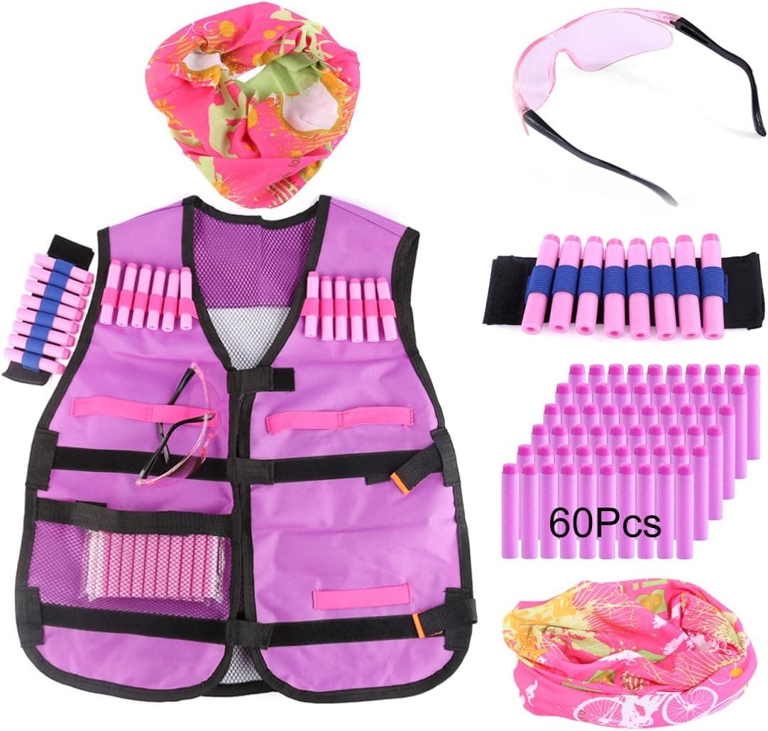 Yamix Tactical Vest, Kids Elite Tactical Vest Kit for nerf Rebelle Series Blaster - Type 1