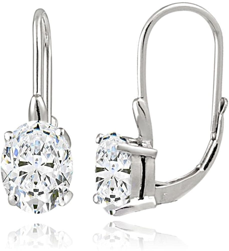 Sterling Silver Choice of Gemstone Birthstone Oval Leverback Earrings