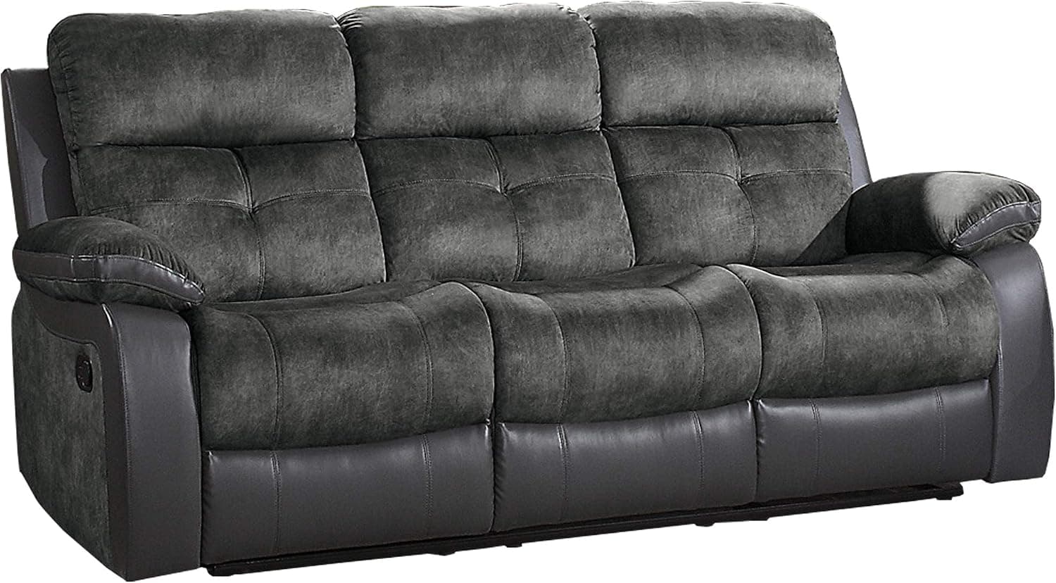 Homelegance Manual Double Reclining Sofa, 82"W, Gray Two-Tone