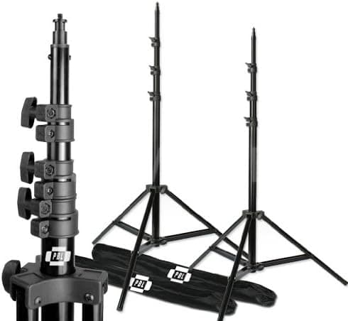 Pro PBL Heavy Duty 8ft Light Stands, Air Cushioned Set of 2 Photographic Lighting