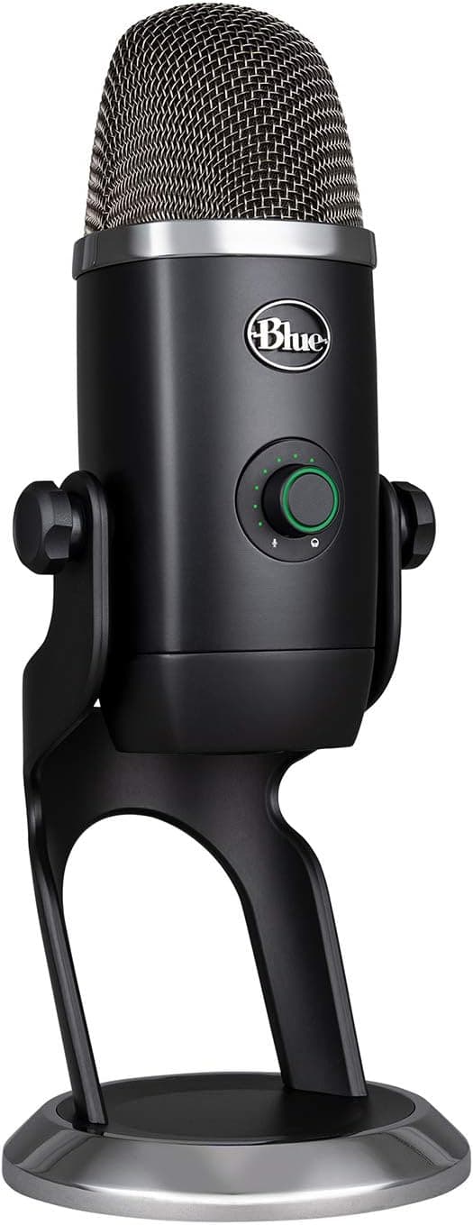 Logitech for Creators Blue Yeti X Professional USB Condenser Microphone for PC, Mac,Gaming,Recording, Streaming, Podcasting on PC, Desktop Mic High-Res Metering, LED Lighting,Blue VO!CE Effects-Black