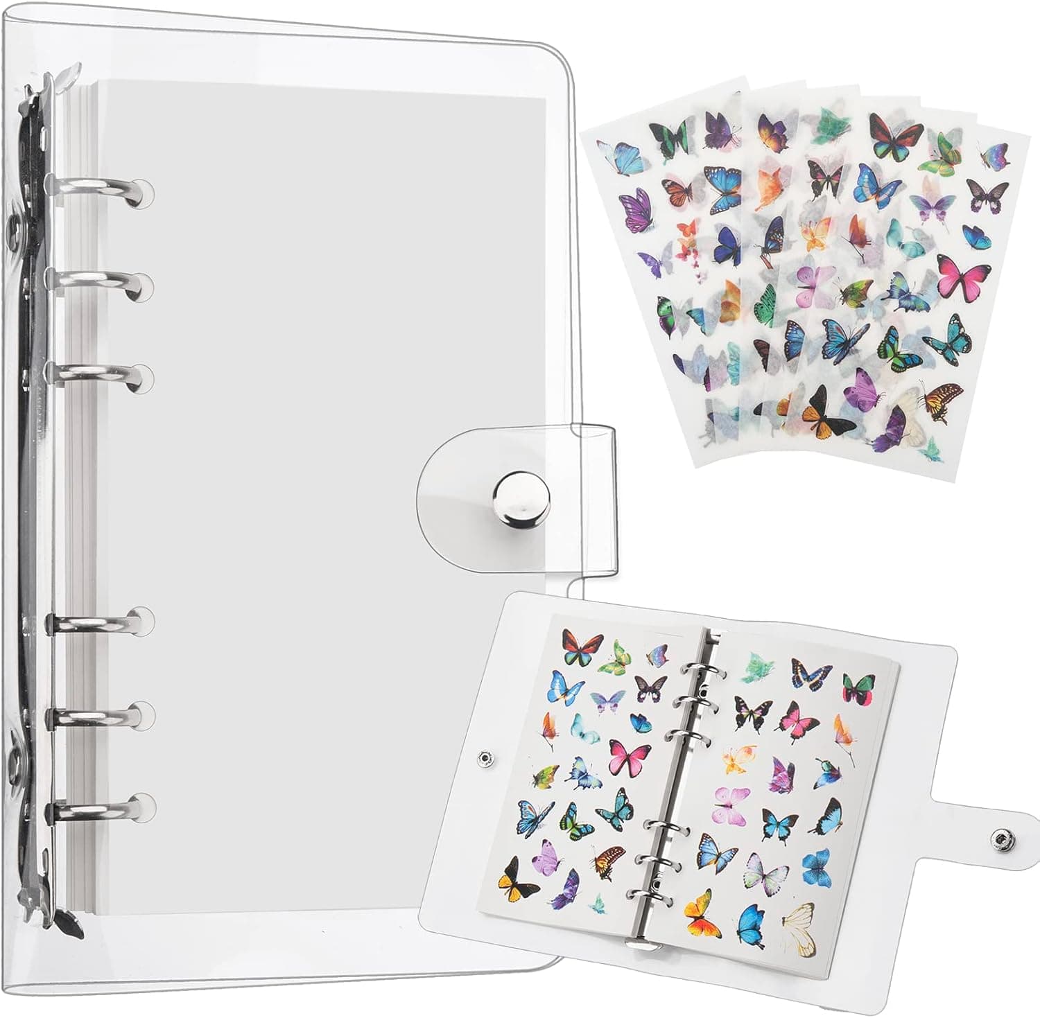 Sticker Book Collecting Album, 60 Sheets Reusable Release Paper with A6 Binder Cover, Blank Sticker Storage Saver Book, Sticker Organizer Notebook for Scrapbook Planner Stickers, Washi Tape, Labels