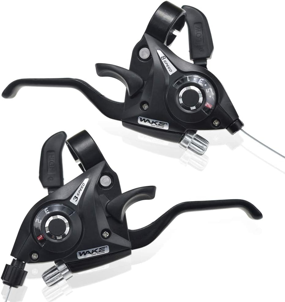 LITEONE Bicycle Brake Levers Shifter 3x8 24 Speed Shifter with Gear Indicator and V Brake Cable for Moutain Bike, Road Bike, MTB, BMX, Fixie Gear, Cycling
