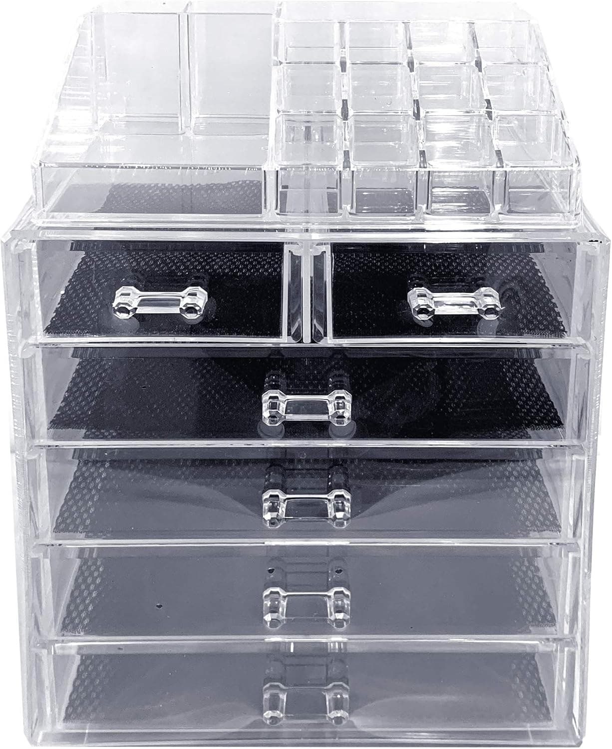 ABO Gear Makeup Organizer Make up Organizers Cosmetics and Jewelry Storage Organizer Case Display Boxes, Great for Bathroom, Dresser, Vanity and Countertop, 4 Large and 2 Small Drawers, 2pcs