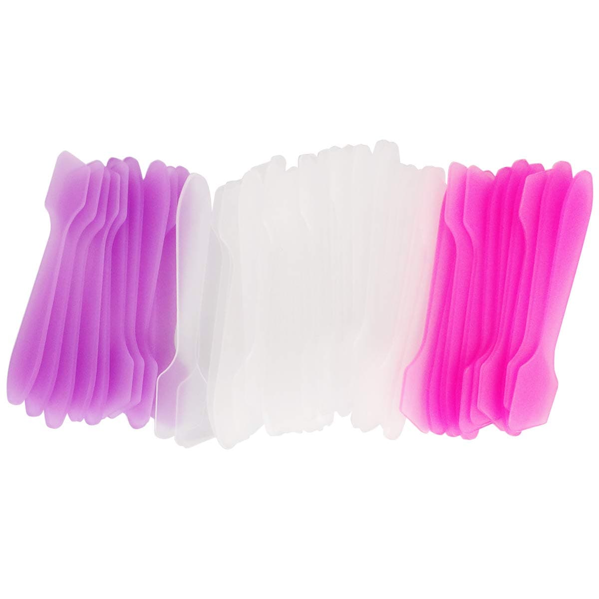GreatforU 50pcs Cosmetic Spatula for Face Cream Stick Plastic Frosted Tip Spoon Disposable Makeup Tool for Easy Mixing, Sampling, Waxing DIY Beauty Tools, 3.2'' x 0.6'', Clear, Pink, Purple