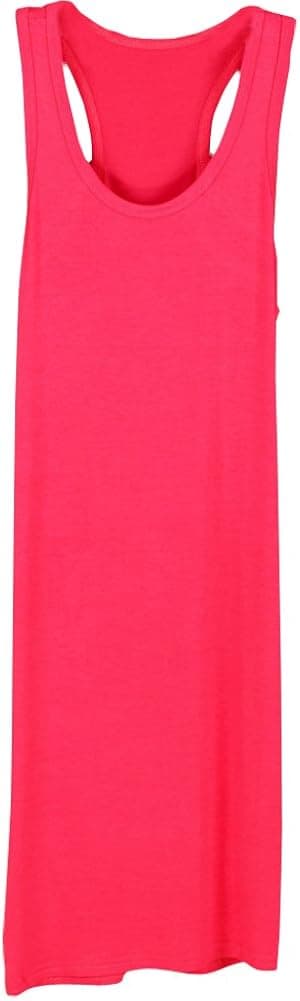 Shawhuaa Womens Basic Sleeveless Racerback Tank Dress Long T-Shirt