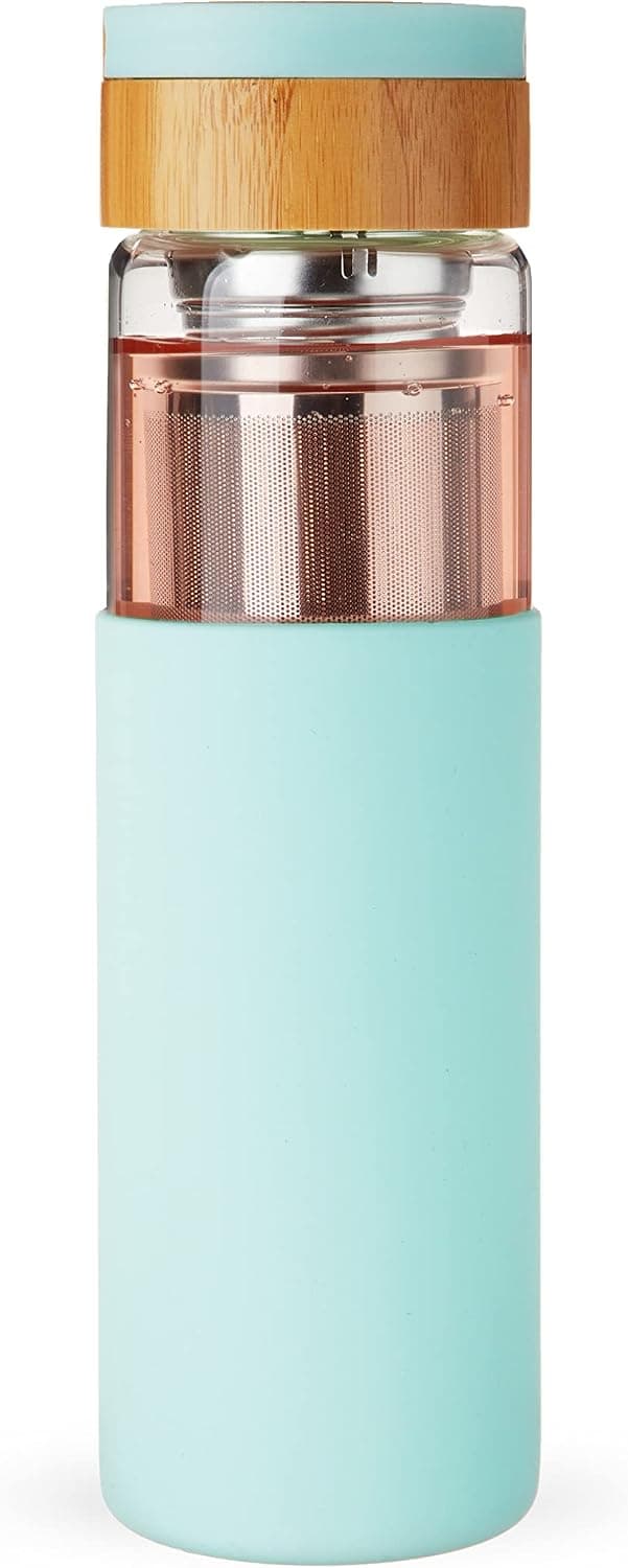 Pinky Up Dana Glass Turquoise Travel Mugs, Set of 1, Blue