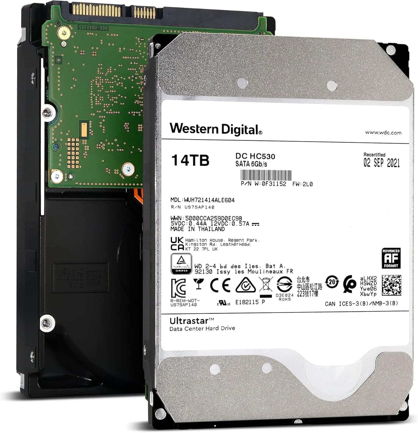 Western Digital 14TB Ultrastar DC HC530 SATA HDD - 7200 RPM Class, SATA 6 Gb/s, 512MB Cache, 3.5" - WUH721414ALE604 OEM (Renewed)