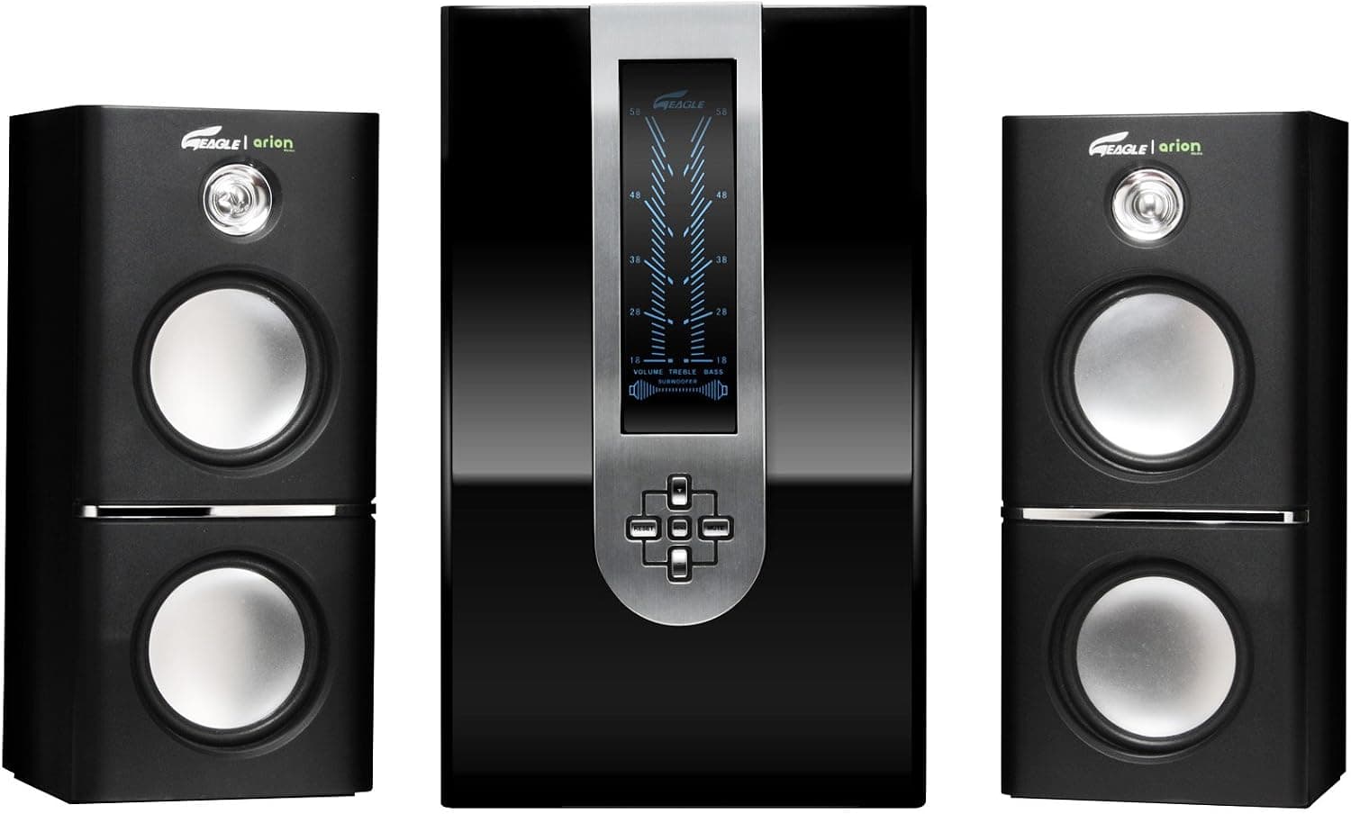 Eagle Arion ET-AR510LR-BK 2.1 Soundstage Speakers w/Subwoofer & Remote - 20Hz to 20kHz, 80 Watts