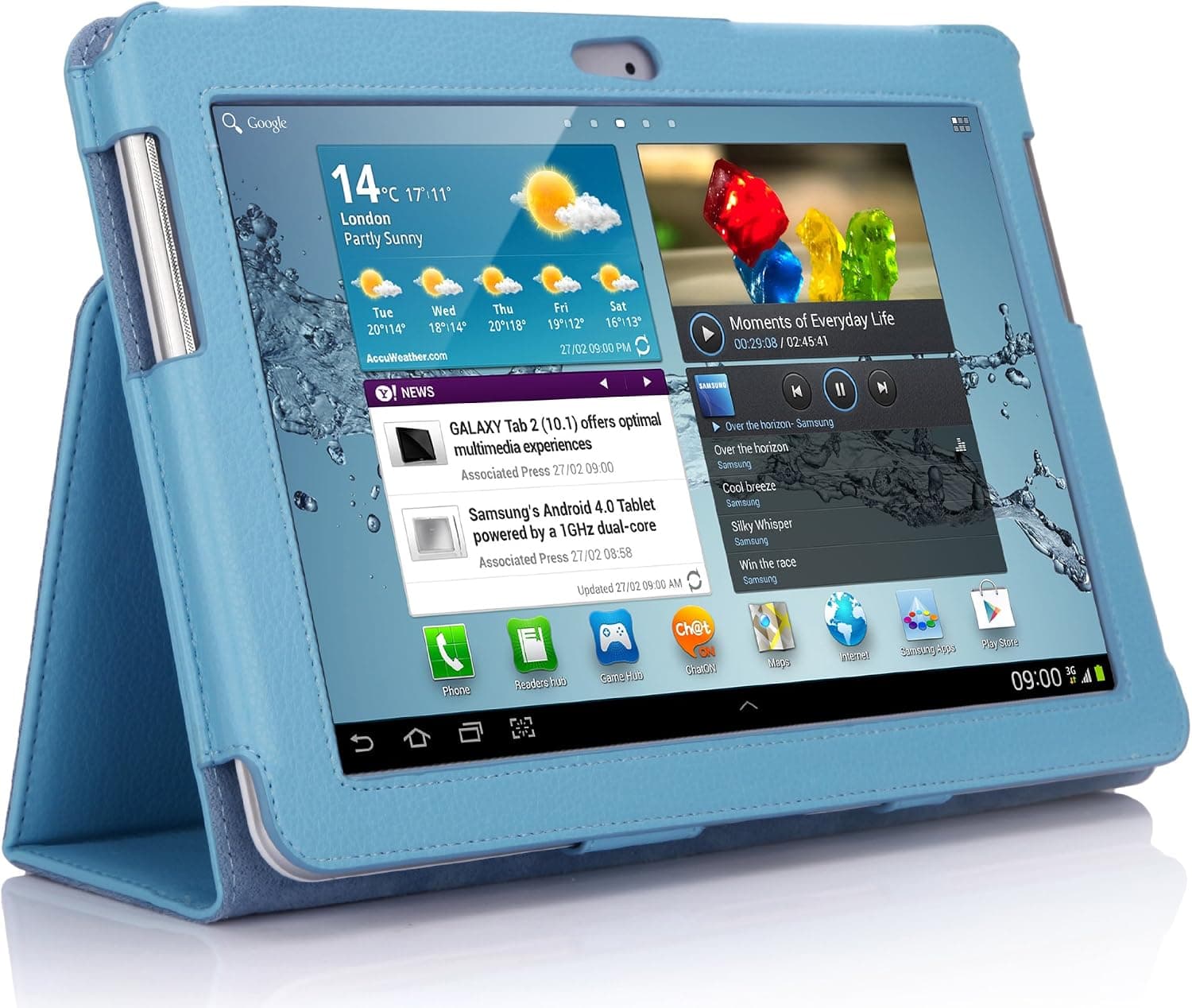 SupCase Slim Fit Folio Leather Tablet Case Cover for 10.1-Inch Samsung Galaxy Tab 2, Light Blue (S5113-62A-LB)