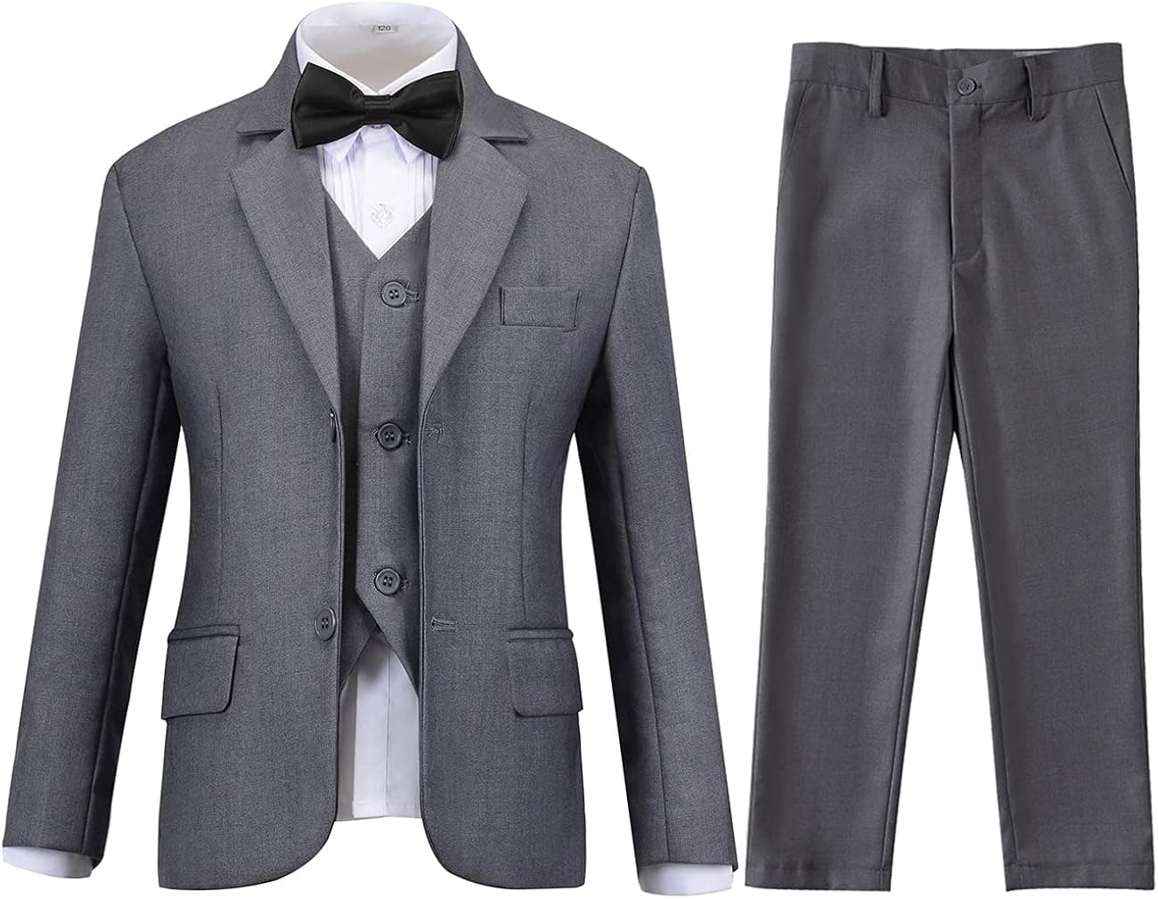 Lycody Boys Suits Formal 5 Piece Notched Lapel Suit Set with Tie and Vest