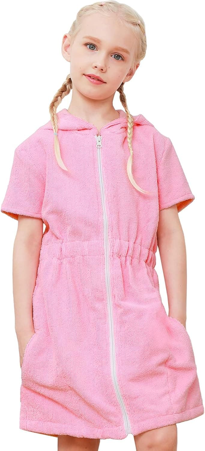 PASHOP Swim Cover Ups for Girls Terry Cover Up Swimwear Hoodie Zipper Cover-up