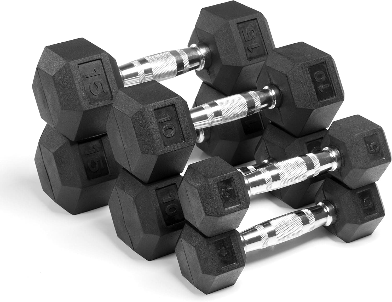 XMark Fitness XM-3301-515-A Rubber HEX Dumbbells