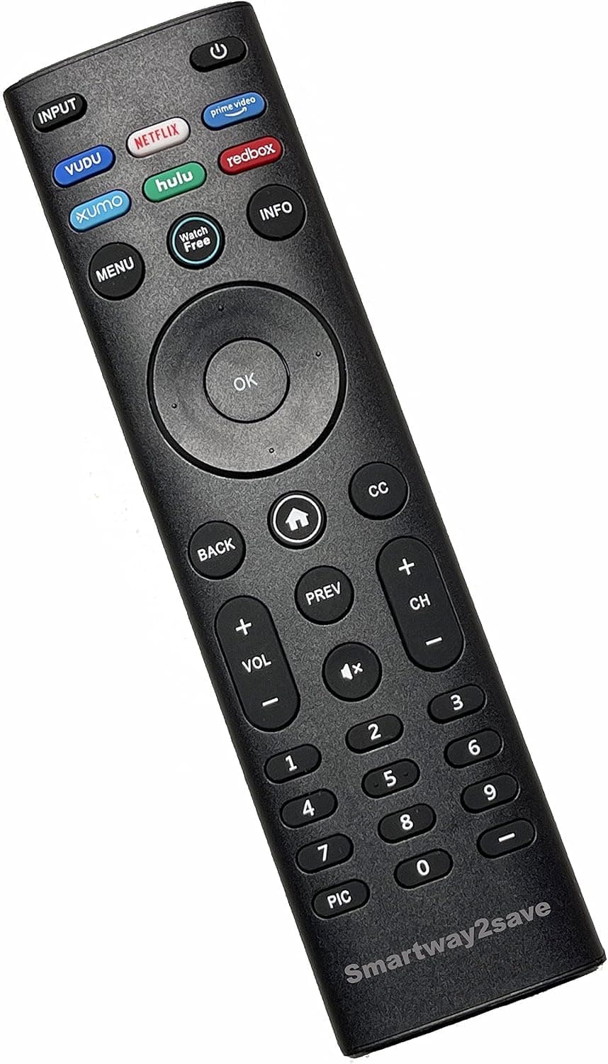 Smartway2save XRT140 Remote Control Compatible for All Vizio LCD, LED, UHD, QLED, 4K Smart HDTV with VUDU, Netflix, Prive Video, Xumo, Hulu, Redbox Shortcuts.