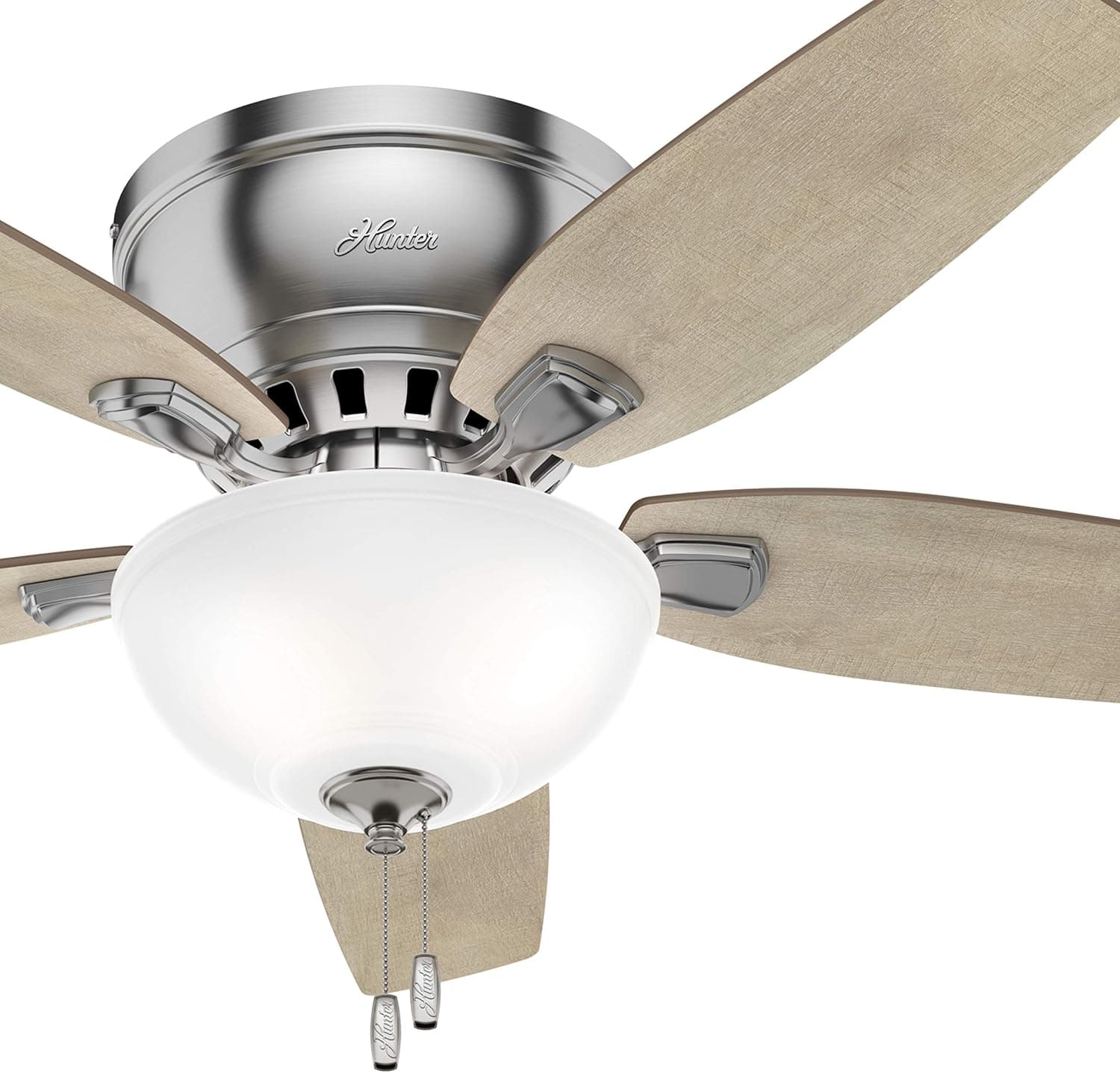 Hunter Fan 46 inch Low Profile Brushed Nickel Indoor Ceiling Fan with Light Kit (Renewed)