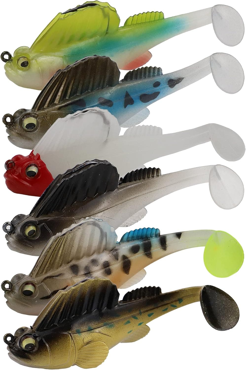 Avlcoaky Bass Fishing Jig Lure Bottom Swimbait, Weedless Plastic Fishing Lures with Soft Paddle Tail Trout Walleye Jig Lure, 3.3in / 0.7oz