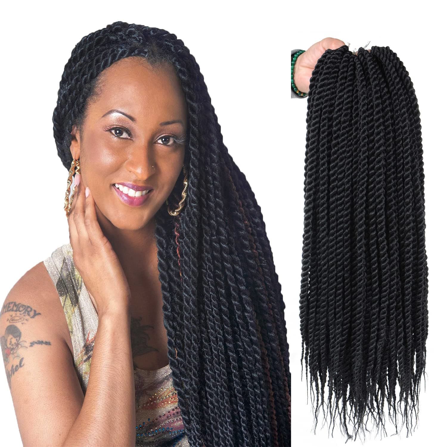 Preti5y Senegalese Twist Crotchet Hair Pack of 6 -Preti5y Havana Twist Pre-Looped Synthetic Crotchet Braid Bundle for Black Women (1#, 14 Inches)