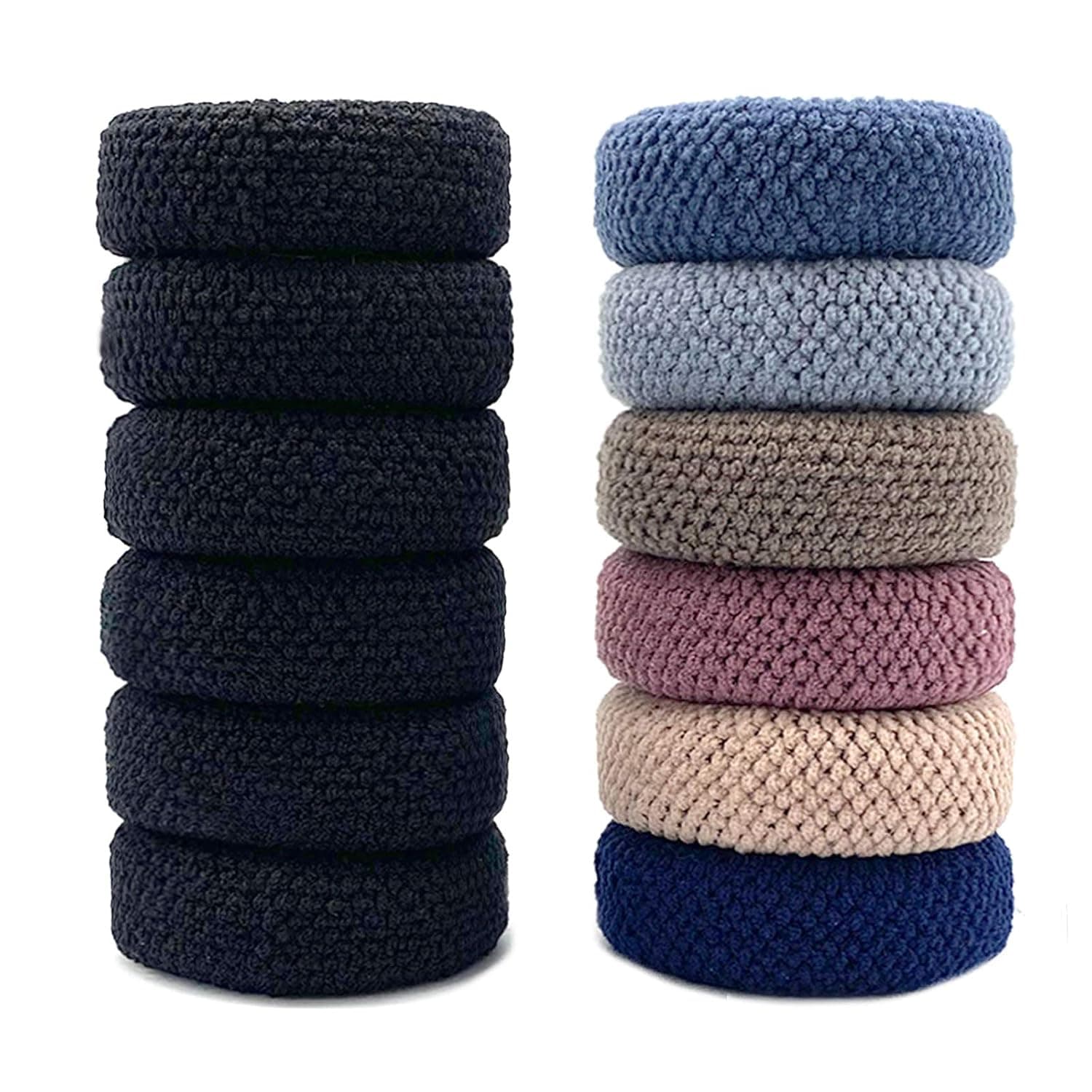 12 PCS Large Thick Hair Bands Seamless Cotton Hair Ties Ponytail Holders Headband for Thick Heavy and Curly Hair, Hair Ties for women