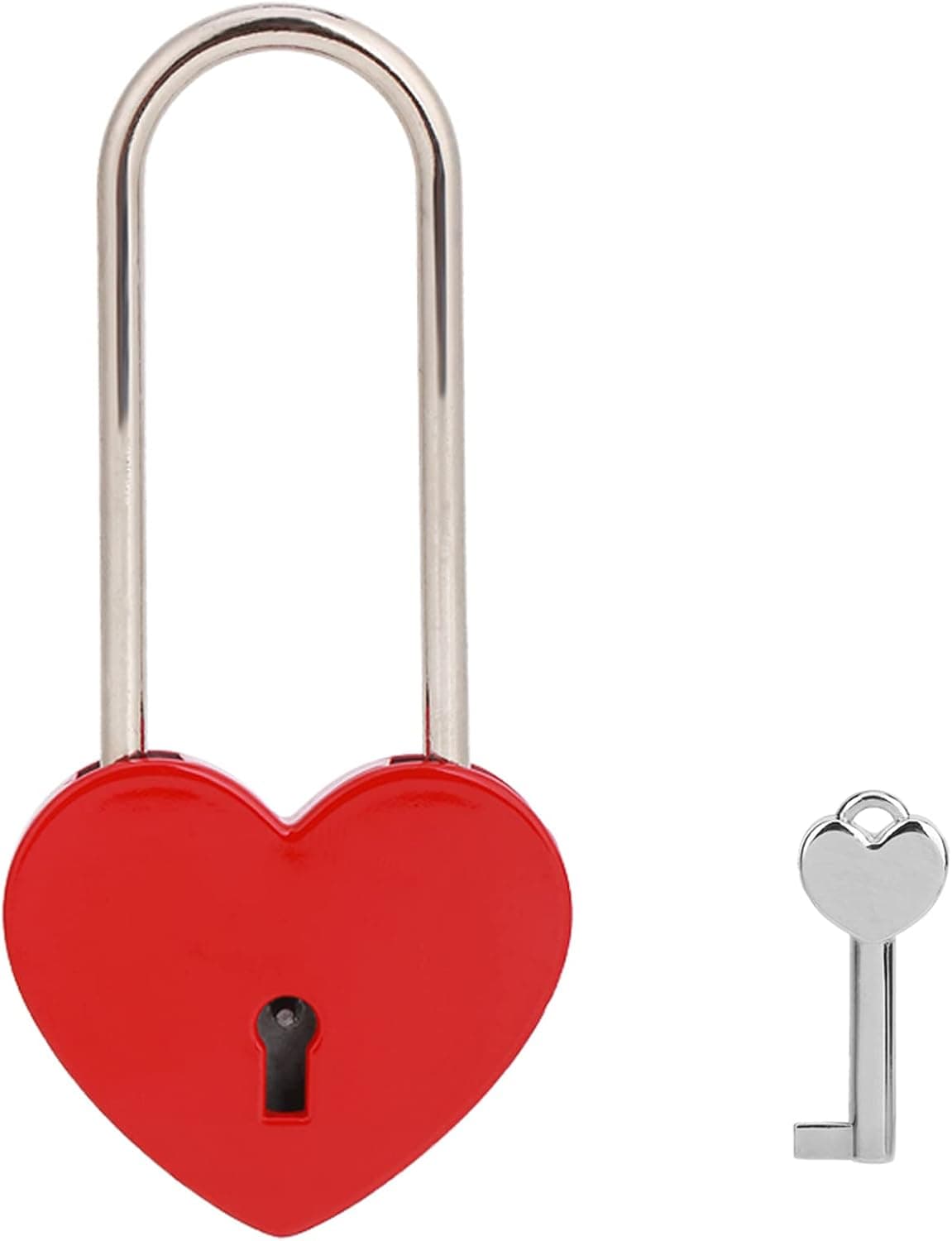 VeYocilk Love Lock Heart Padlock,Red Single Heart Wish Lock with Key for Lovers Wedding,Valentine's Day,Anniversary,Travel(with Key)