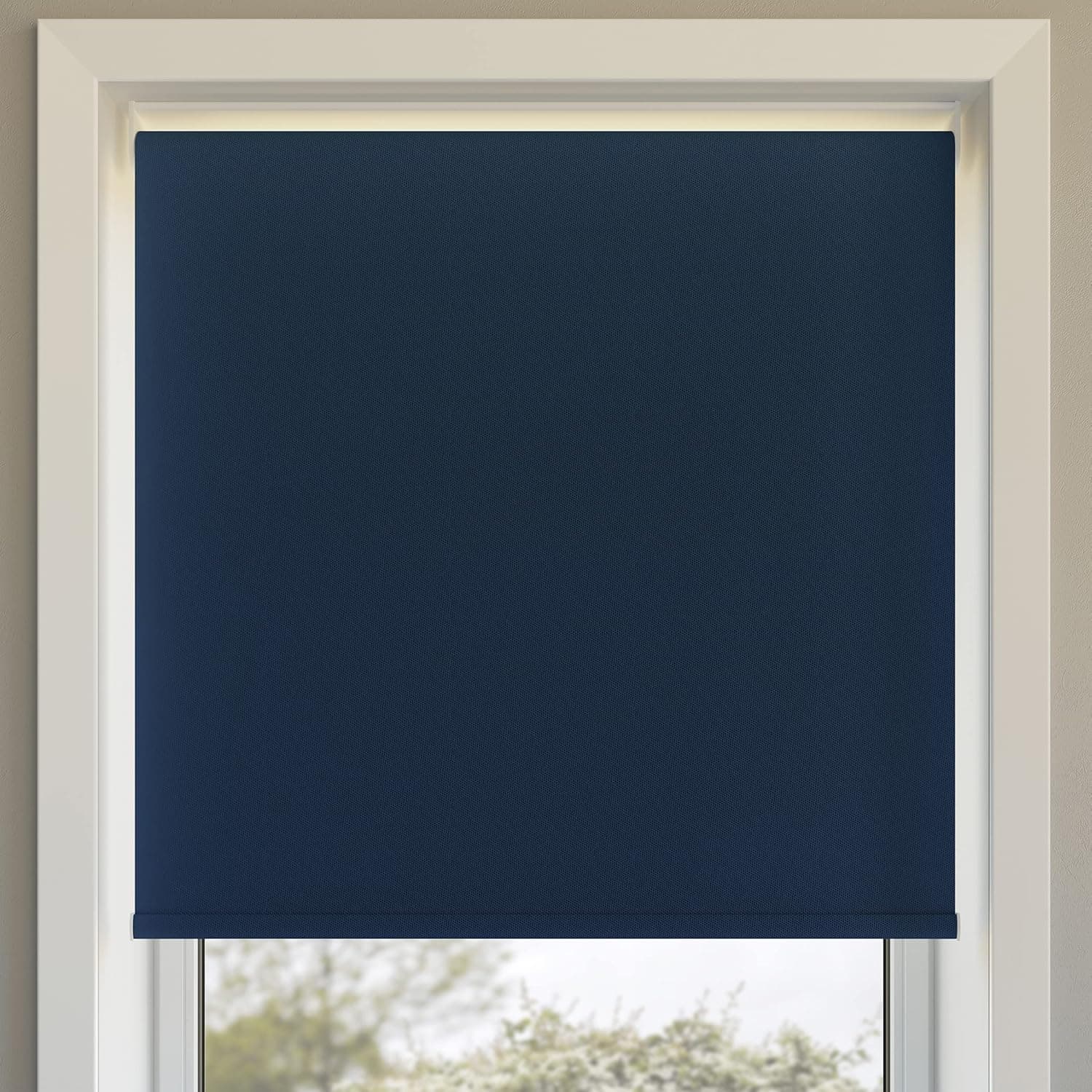 Sun Zero Lodi Textured Total Blackout Cordless Roller Shade, 27" x 72", Navy Blue