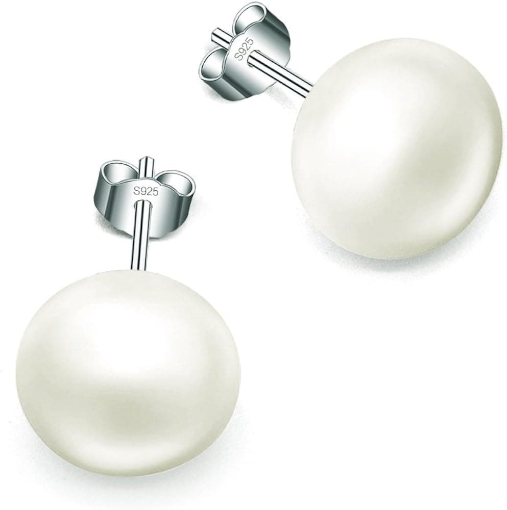 CharmGirl&SL 925 Sterling Silver Freshwater Cultured Pearl Earrings
