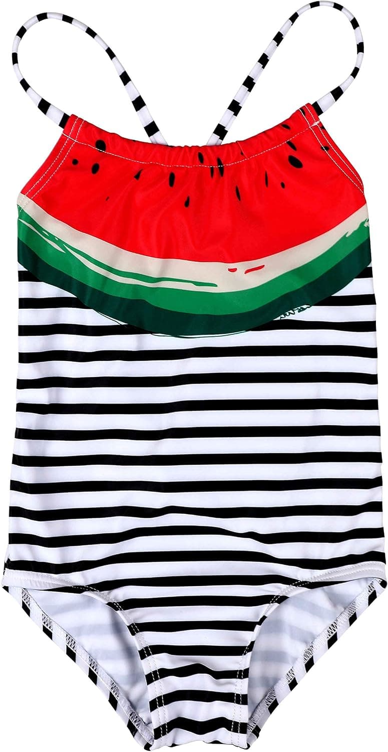 beautyin Baby Girls One Piece Swimwear Ruffle Swimsuit Striped Swimming Cosutme