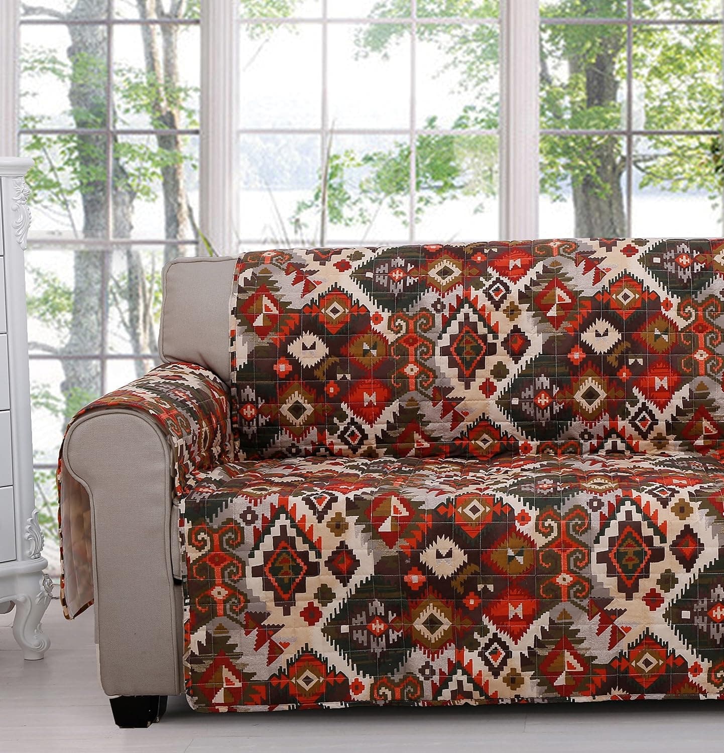 Greenland Home Holly Quilt Set with Cross Stitching, White (2 Piece), Twin