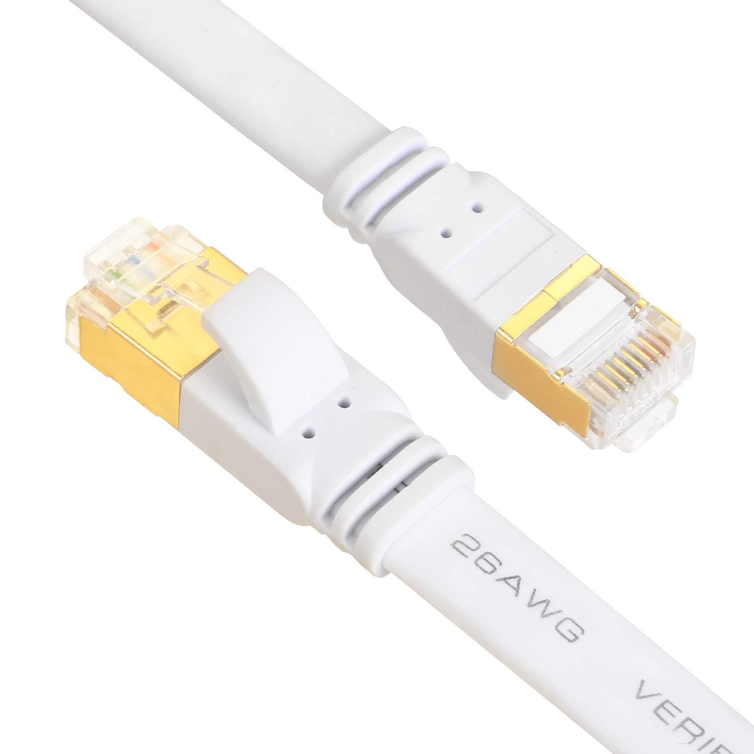 Cat 8 Flat Ethernet Cable 20ft, Hisetec Shielded Heavy Duty 26AWG Lastest 40Gbps 2000Mhz SFTP Patch Cord High Speed Cat8 LAN Network RJ45 Cable -in Wall for Router/Gaming/Modem